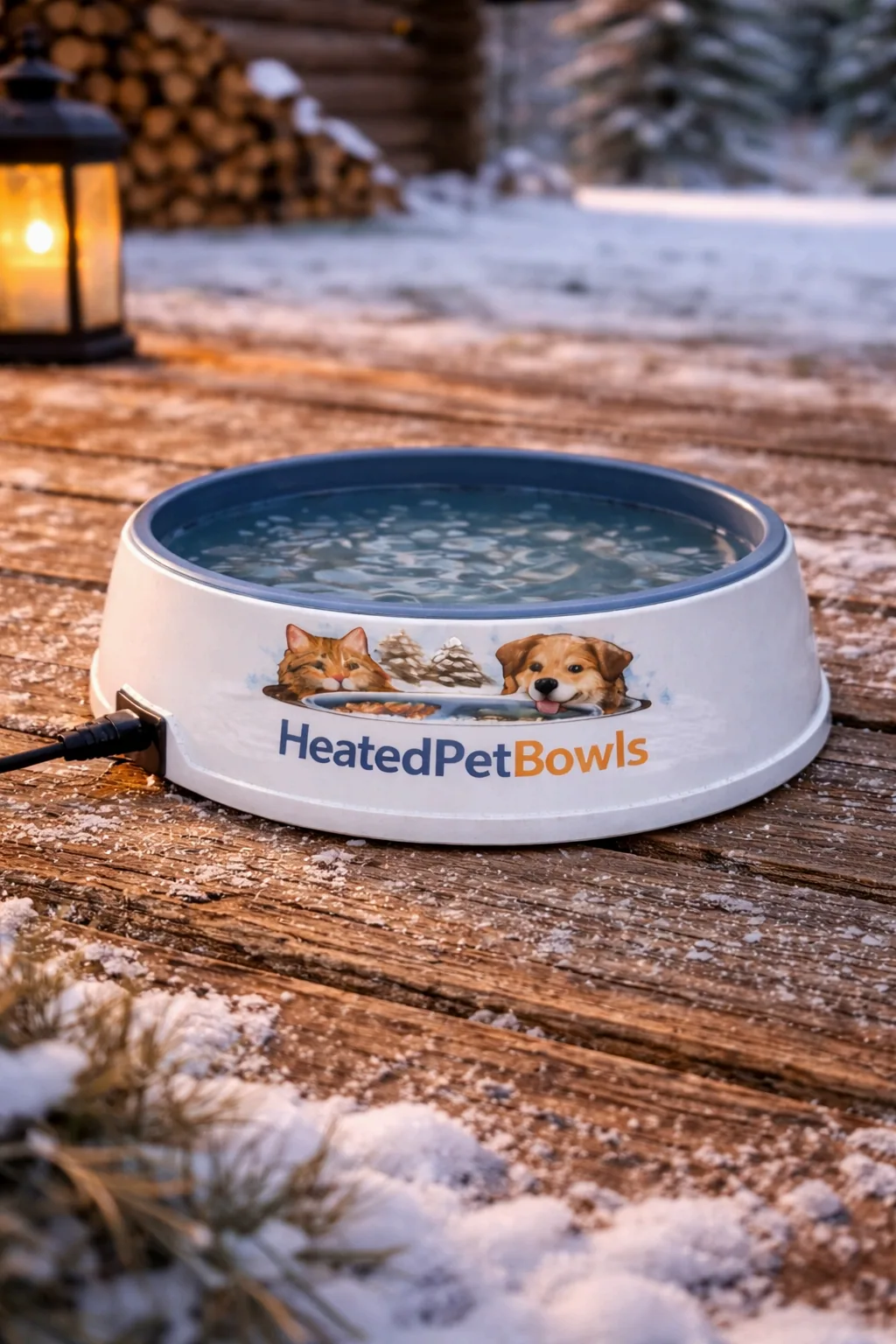 HeatedPetBowls™ Heated Water Bowl — 3.7L — White — heated pet water bowl for winter outdoor use